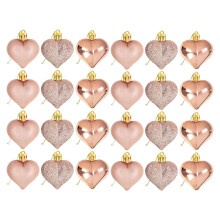 Heart Shaped Christmas Tree Ornaments Gold 24 PCS