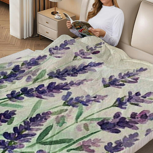 Purple Lavender Flannel Blanket 50x60 in 1