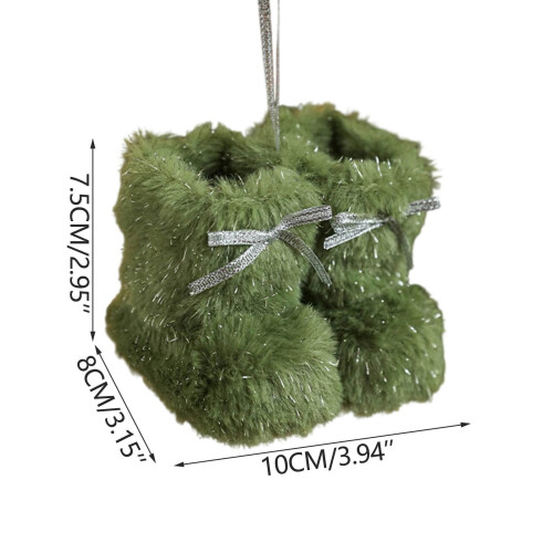DAMAI Christmas Tree Plush Boot Ornaments Green Set 6 2
