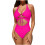 Women's One-Piece Swimsuit with Drawstring Waist and 2