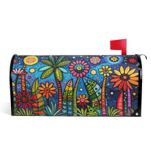 Magnetic Mailbox Cover Retro Floral Design 25.5 x 21 Inch