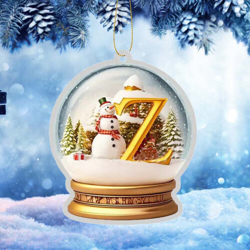 Yellow Crystal Acrylic Christmas Tree Letters Ornament Set