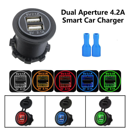 USB Charging Socket Dual USB Outlet for Car and Marine 2