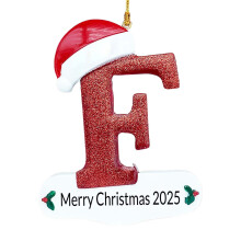 Christmas Letter Ornament Personalized Initial F White