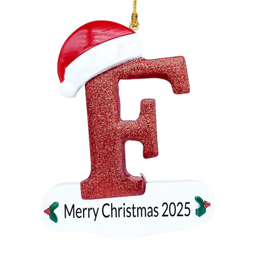 Christmas Letter Ornament Personalized Initial F White