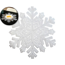 Round Snowflake Placemats Silver Washable Stain-Resistant