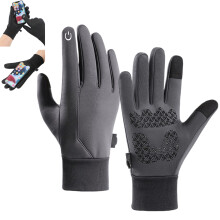 Winter Gloves Unisex Thermal Waterproof Gray