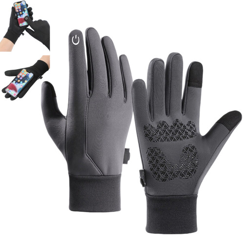 Winter Gloves Unisex Thermal Waterproof Gray