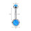 Opal Stone Stainless Steel Belly Button Ring - Blue 3