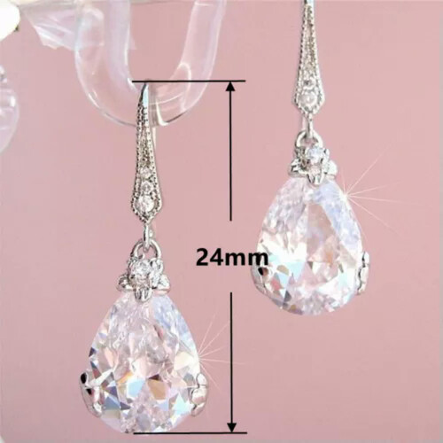925 Silver Drop Earrings with Cubic Zirconia - 1 Pair 1