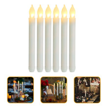 White Flickering LED Taper Candles Plastic 6-Pack