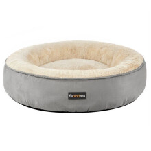 Cesta / cama donuts para perro - HELLOSHOP26 - 60 cm - Gris - Relleno de algodón PP - Base de ante antideslizante