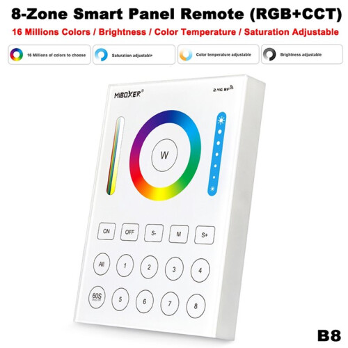Miboxer B8 PER1 3.3V  8-Zone Touch Panel for LED Control with 2.4GHz Connectivity 2