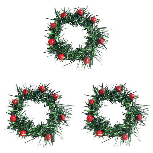 Holly Berry Candle Ring Small Artificial Red Berries Wreath