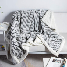 Sherpa Fleece Blanket Grey White 60x80 Inch Twin Size