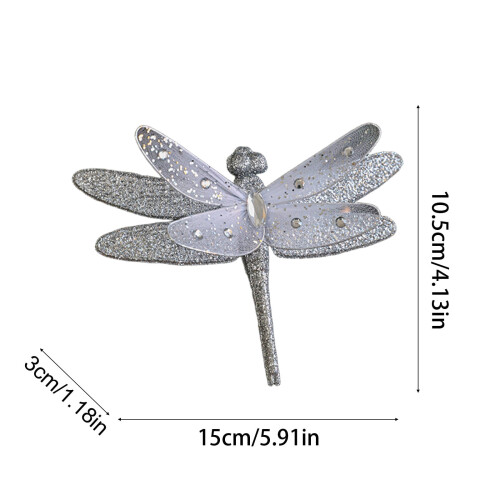 Glitter Dragonfly Christmas Ornament Clip Silver 1pc 1