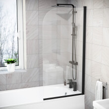 Hinged 700 x 1400mm Bathtub Screen, 5mm Tempered Glass - Matte Black