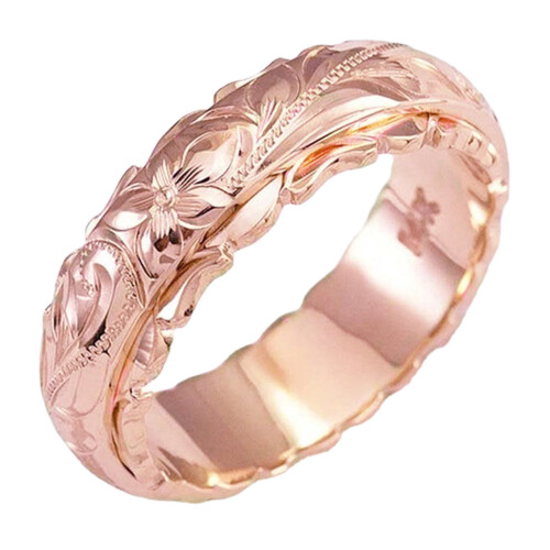 Rose Gold Flower Ring for Women Minimalist Stackable Size 10