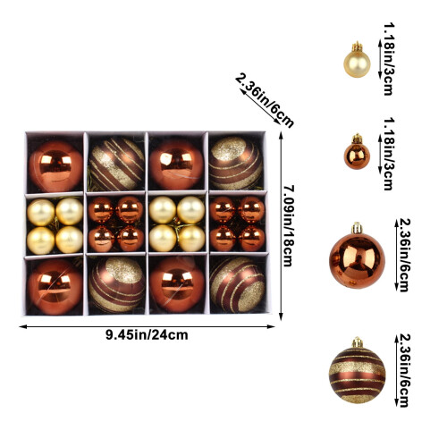 Brown Shatterproof Christmas Ball Ornaments 40 pcs 2