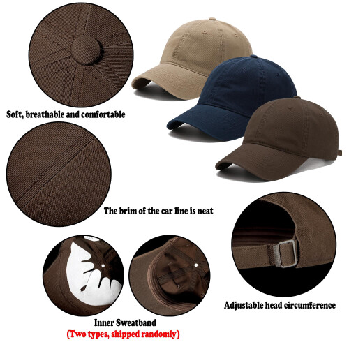 Vintage Baseball Cap Cotton Adjustable Twill 3 Pack 2