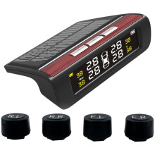 Car Tire Pressure Detector Black Solar Powered Real-Time