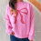 Women's Knitted Pullover Sweater with Bow, Long Sleeve 3