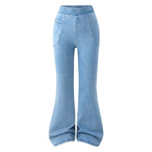 High Waisted Bootcut Denim Pants for Young Women - Stretch