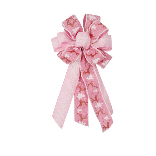 Christmas Tree Topper Bowknot Pink