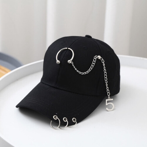 Unisex Baseball Cap Metallic Ring Chain Summer Trucker Hat