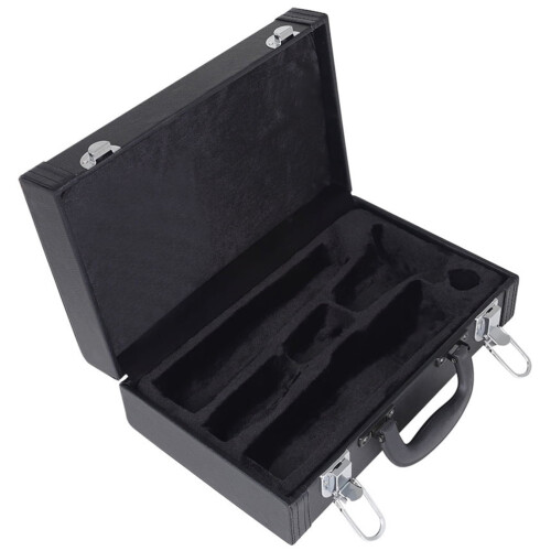 Leather Clarinet Case Black Simple Elegant 14.5x8x3.5 Inches