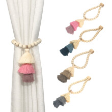 Wooden Bead Curtain Tie with Magnet Closure 1 Pair