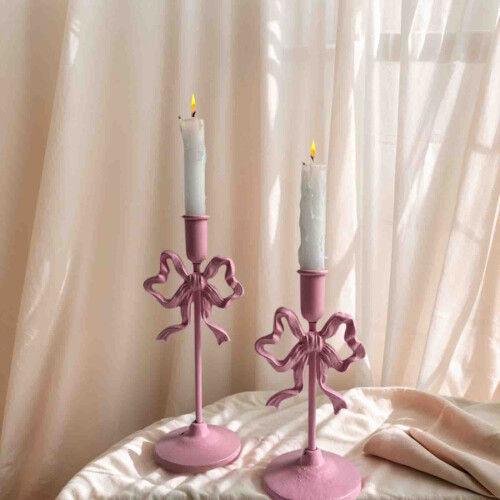 Taper Candle Holder Bow Shape Metal 2 Pack 2