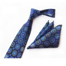 Men's Geometric Flower Necktie and Pocket Square Set