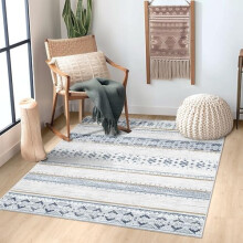 Moroccan Farmhouse Area Rug Washable 3x5 ft Neutral