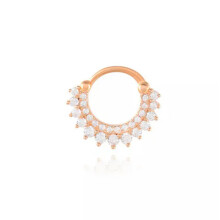 Daith Hoop Earring Sterling Silver Rose Gold White Stone