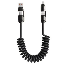 240W 4-in-1 Car Spring Data Cable for ,USB C Fast Charging for CarPlay,Retractable Charging Cable 2pcs