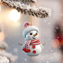 Snowman Ornament Christmas Tree Decoration Red White Santa