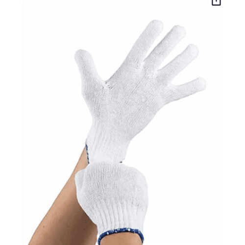White Cotton Work Gloves Stretchable Lining 8 Pairs
