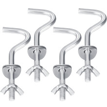 Zinc Hammock Hooks 3/8 inch Heavy Duty 4 Pack Silver
