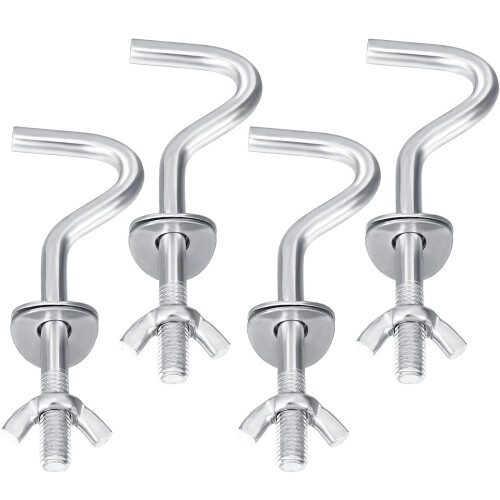 Zinc Hammock Hooks 3/8 inch Heavy Duty 4 Pack Silver