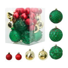Christmas Ornaments Red Green Gold 36PCS Glitter Ball