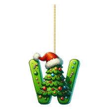 Acrylic Christmas Tree Pendant Ornament Green 26 Letters