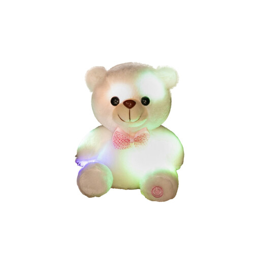 Color-Changing Bear Plush Toy with LED Light and Ribbon Bow 1