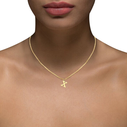 Gold Monogram Initial Pendant Choker Titanium Steel 2