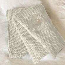Knitted Acrylic Throw Blanket with Wind Fringe 50x60 in