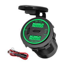 USB Car Charger Dual QC3.0 PD Port with Voltmeter for 12V RV