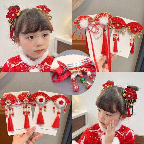Polyester Hair Clips Red Cute 12 pcs