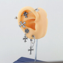 Helix Cartilage Stud and Hoop Earring Set Stainless Steel