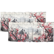 Cherry Blossom Valance Rod Pocket Curtain 54x18 in 2 Panel