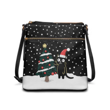 Christmas Cat Tree Snowflake Shoulder Bag Women Lightweight